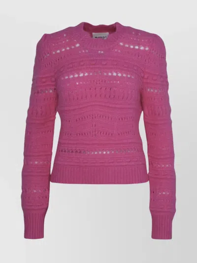 Isabel Marant Étoile Cable Knit Crew Neck Alpaca Sweater In Pink