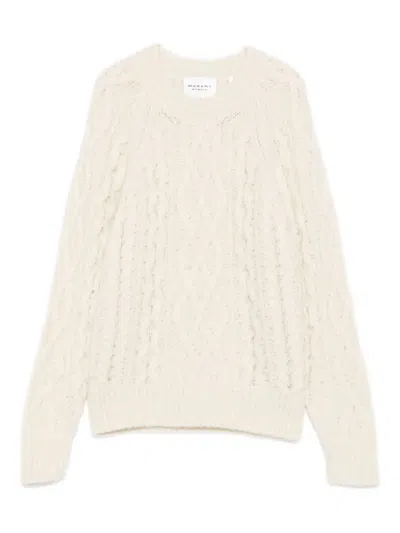 Isabel Marant Étoile Cable Knit Long Sleeve Crew Neck Top In Neutral