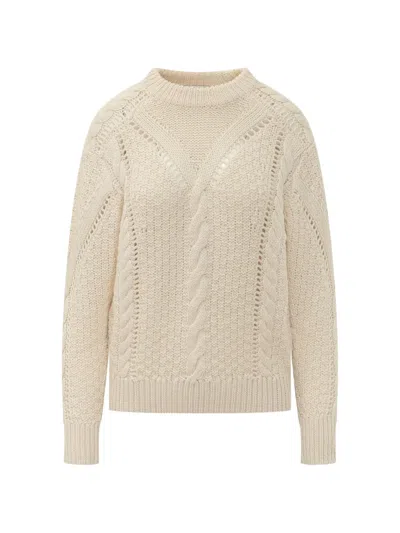 Isabel Marant Étoile Cable-knit Pointelle-trim Sweater In Brown