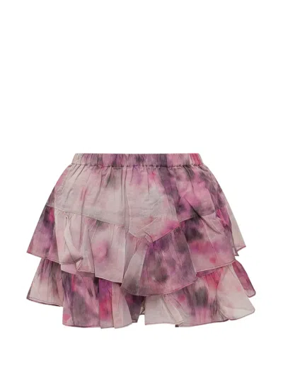 Isabel Marant Étoile Jocadia Tie-dye Cotton Ruffle Mini Skirt In Pink