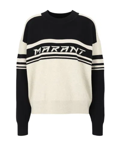 Isabel Marant Étoile Callie Intarsia-knit Logo Jumper In Black