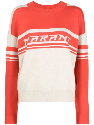 Isabel Marant Étoile Callie Intarsia-knit Logo Jumper In Orange