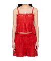 Isabel Marant Étoile Lace-insert Cotton Top In Red