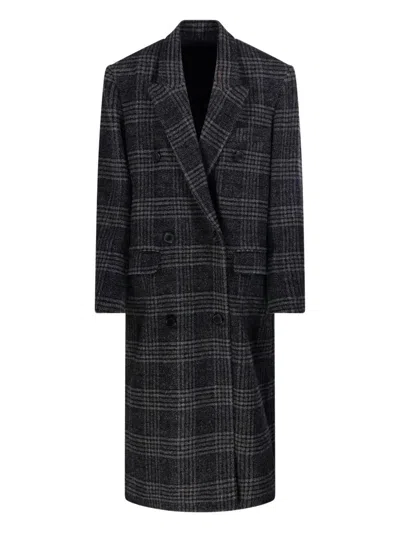 ISABEL MARANT ÉTOILE LEXANA LONG CHECK WOOL COAT