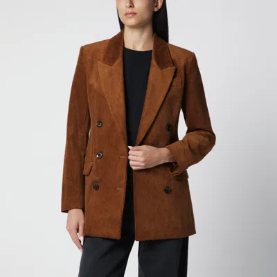 Isabel Marant Étoile Double Breasted Jacket Notched Lapel Pockets In Brown