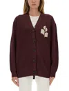 Isabel Marant Étoile V-neck Burgundy Cardigan With Center Button Closure In Red