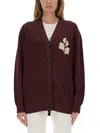 Isabel Marant Étoile V-neck Burgundy Cardigan With Center Button Closure In Burgundy