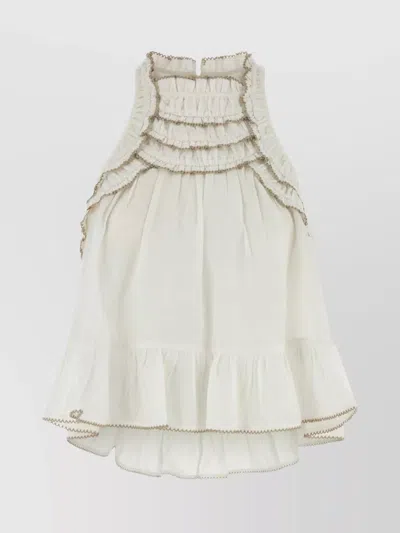 ISABEL MARANT ÉTOILE CARLEE TOP WITH FRILLED HEM AND KEYHOLE BACK