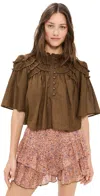 Isabel Marant Étoile Carmen Blouse Dark Khaki In Brown