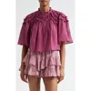 Isabel Marant Étoile Carmen Crop Ruffle Top In Pink