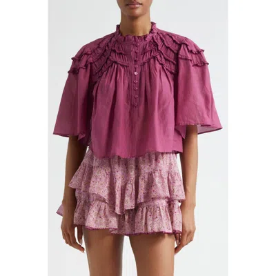 Isabel Marant Étoile Carmen Crop Ruffle Top In Pink