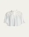 Isabel Marant Étoile Sheer Ruffled Half Sleeve Blouse