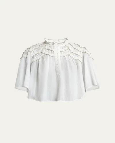 ISABEL MARANT ÉTOILE CARMEN RUFFLED SHORT-SLEEVE BLOUSE