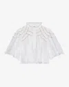 Isabel Marant Étoile Sheer Ruffled Half Sleeve Blouse In White
