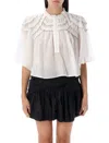 Isabel Marant Étoile Sheer Ruffled Half Sleeve Blouse In White
