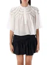 Isabel Marant Étoile Sheer Ruffled Half Sleeve Blouse In White