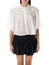 Isabel Marant Étoile Sheer Ruffled Half Sleeve Blouse In White