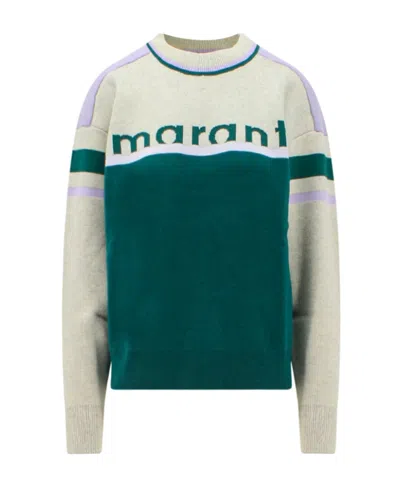 Isabel Marant Étoile Carry Jacquard 'marant' Sweater In Green