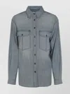 Isabel Marant Étoile Casual Shirt With Chest Pockets And Collared Neck In Blue
