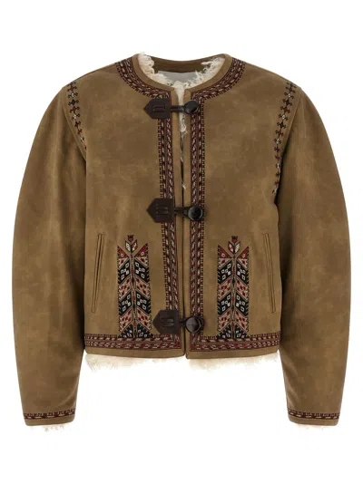 Isabel Marant Étoile Cely Puffer Jackets Beige In Green