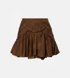 Isabel Marant Étoile Ceola Frilled Cotton-blend Miniskirt In Brown