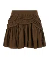 Isabel Marant Étoile Ceola Frilled Cotton-blend Miniskirt In Brown