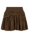 Isabel Marant Étoile Ceola Frilled Cotton-blend Miniskirt In Brown