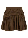 Isabel Marant Étoile Ceola Frilled Cotton-blend Miniskirt In Brown