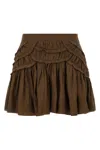 Isabel Marant Étoile Ceola Frilled Cotton-blend Miniskirt In Brown