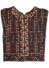 Isabel Marant Étoile Isabel Marant Etoile Cerza Short Printed And Embroidered Cotton Cardigan In Black