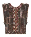Isabel Marant Étoile Isabel Marant Etoile Cerza Short Printed And Embroidered Cotton Cardigan In Black