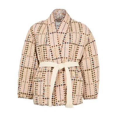Isabel Marant Étoile Chancel Belted Quilted Padded Printed Cotton Jacket In Ecru