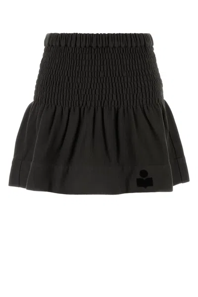 ISABEL MARANT ÉTOILE CHARCOAL COTTON PACIFICA MINI SKIRT