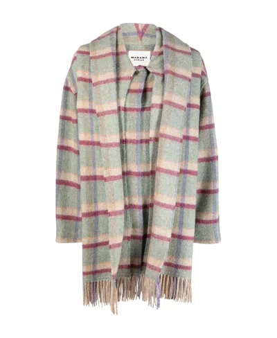 Isabel Marant Étoile Check-pattern Shawl Coat In Gray