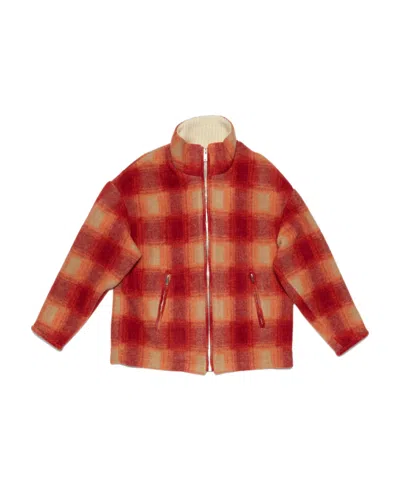 Isabel Marant Étoile Check-print Mock-neck Jacket In Red