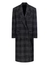 Isabel Marant Étoile Double-breasted Grey Plaid Coat With Structured Silhouette In Gray