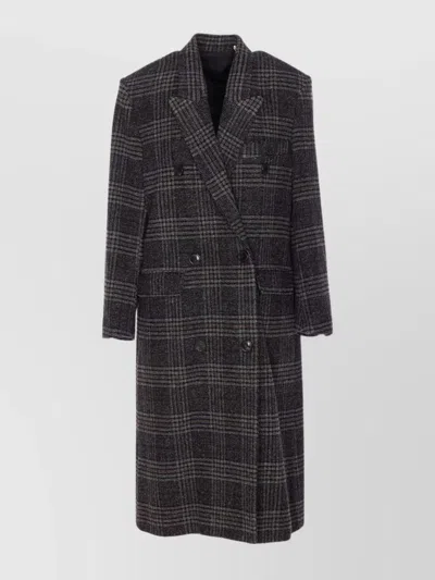 ISABEL MARANT ÉTOILE CHECKED DOUBLE-BREASTED COAT FRONT POCKETS