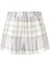 Isabel Marant Étoile Checked Linen Shorts In Purple