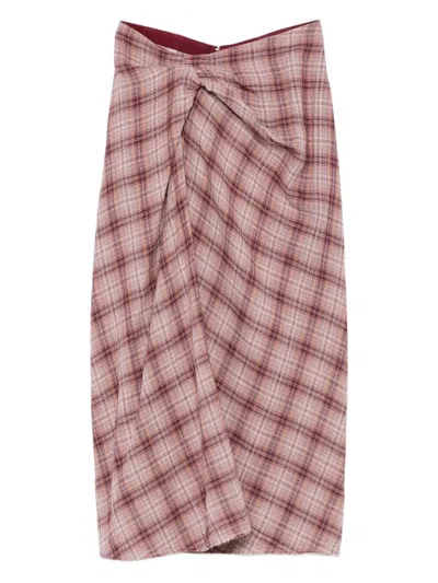 Isabel Marant Étoile Checked-pattern Wrap Midi Skirt In Pink