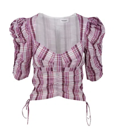 Isabel Marant Étoile Galaor Checked Crop Top In Pink