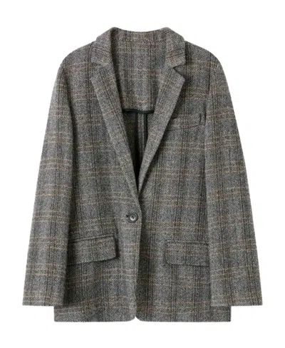 Isabel Marant Étoile Checked Wool Single Breasted Blazer In Gray
