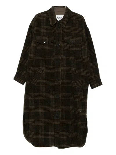 Isabel Marant Étoile Gislene Plaid Collared Coat With Chest Pockets In Black