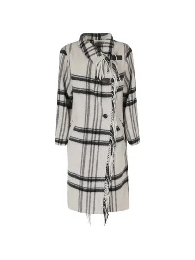 Isabel Marant Étoile Check-print Single-breasted Coat In White