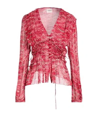 Isabel Marant Étoile Chiffon Ruffled Blouse In Multi