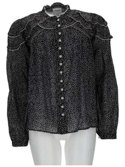 Isabel Marant Étoile Christa Black Cotton Voile Ruffled Blouse