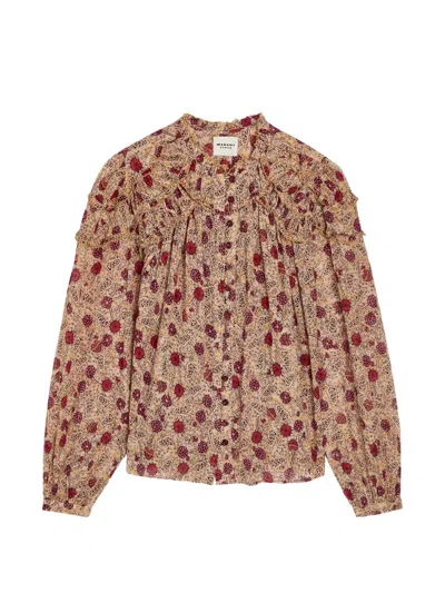 Isabel Marant Étoile Pink Long-sleeved Cotton Shirt With A Floral Pattern Marant Etoile In Black