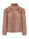 Isabel Marant Étoile Isabel Marant Etoile  Christa Blouse With Tapestry Print In Brown
