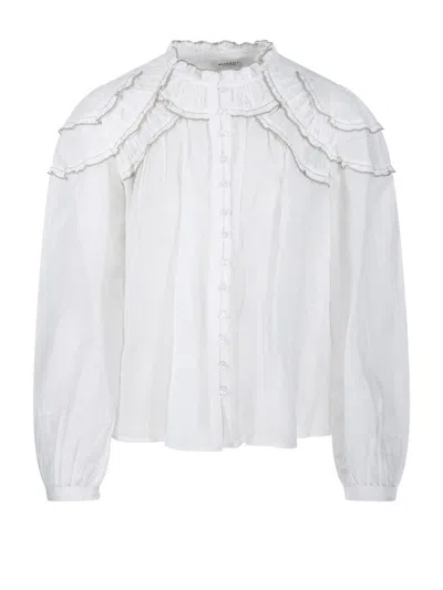 Isabel Marant Étoile Delicate Ruffled White Shirt With Button-down Front