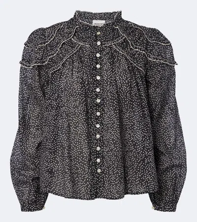 Isabel Marant Étoile Christa Black Cotton Voile Ruffled Blouse