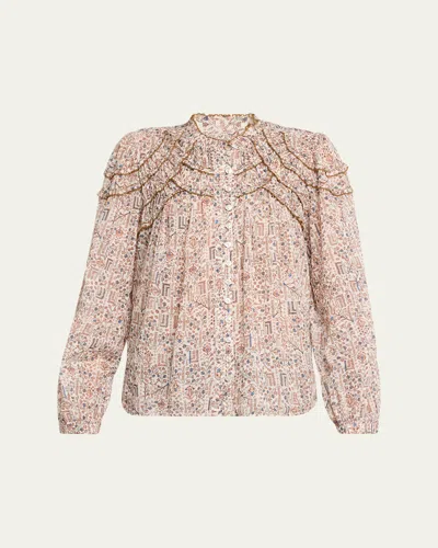 Isabel Marant Étoile Christa Printed Ruffle Blouse